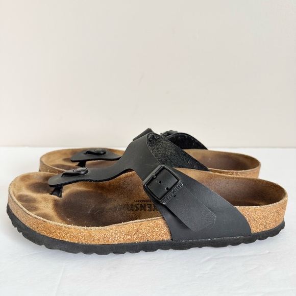 Birkenstock Gizeh Sandals Womens Size 41 Size 10-10.5 Black Birko-Flor T Strap - Picture 4 of 16